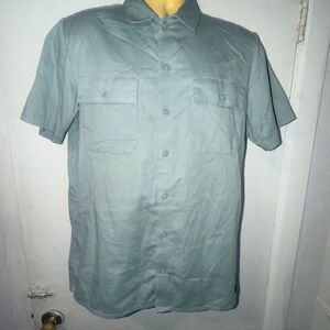 VANS Grey Blue Twill Utility Short Sleeve Button Up Shirt-M